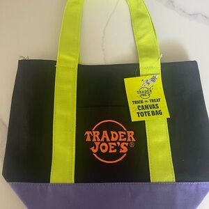 Trader Joe's Black and Purple Canvas Tote